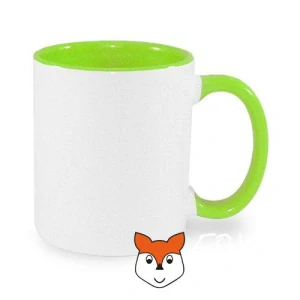 Hrníček se sv.. zeleným vnitřkem a uchem  330 ml s potiskem na přání
